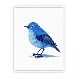 Minimalist blue bird illustration Canvas Print with clean white background