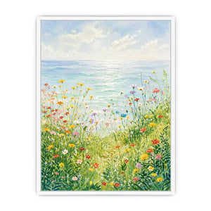 Soft wildflower meadow landscape Canvas Print with pastel tones, calming decor