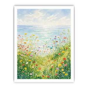 Soft wildflower meadow landscape Canvas Print with pastel tones, calming decor