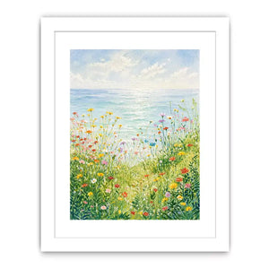 Soft wildflower meadow landscape Canvas Print with pastel tones, calming decor