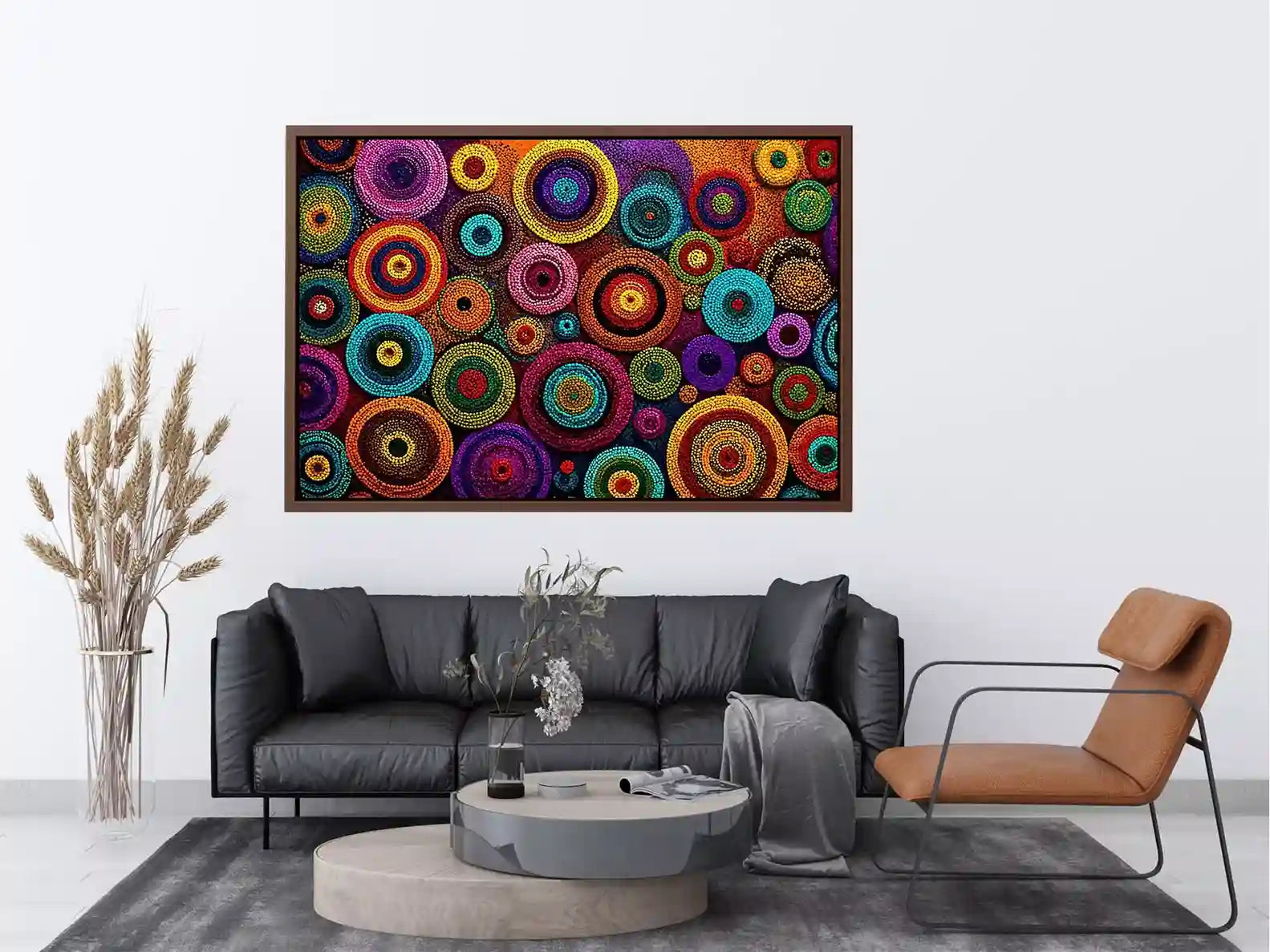 Colorful abstract dot pattern circles Canvas Print, modern geometric canvas decor