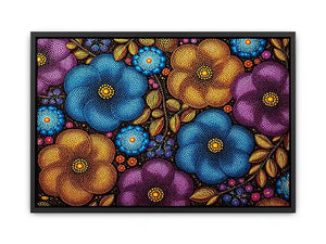 Colorful abstract floral dot pattern Canvas Print, modern bold canvas decor