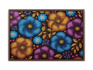 Colorful abstract floral dot pattern Canvas Print, modern bold canvas decor