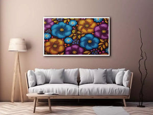 Colorful abstract floral dot pattern Canvas Print, modern bold canvas decor