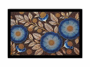 Blue floral dot pattern botanical Canvas Print, modern elegant decor