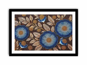 Blue floral dot pattern botanical Canvas Print, modern elegant decor