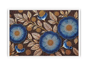 Blue floral dot pattern botanical Canvas Print, modern elegant decor