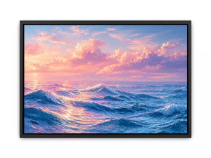 Pastel ocean waves Canvas Print with dreamy sky, calming coastal decor