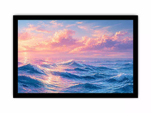 Pastel ocean waves Canvas Print with dreamy sky, calming coastal decor