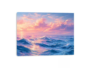 Pastel ocean waves Canvas Print with dreamy sky, calming coastal decor