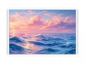 Pastel ocean waves Canvas Print with dreamy sky, calming coastal decor