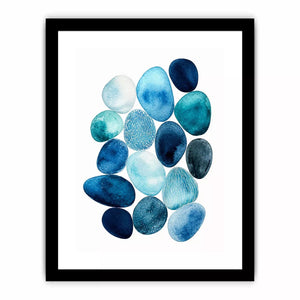 Minimalist blue pebble watercolor Canvas Print, coastal modern decor