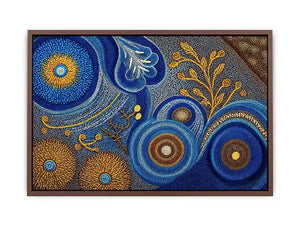 Blue and gold abstract dot pattern Canvas Print, luxury modern decor