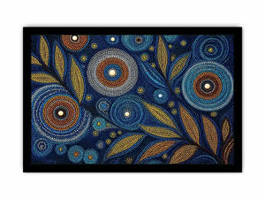 abstract blue gold dot painting, luxury botanical dot Canvas Print, modern geometric dot Canvas Print, blue gold textured abstract artwork