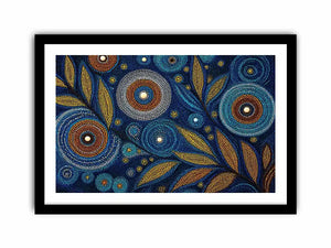 abstract blue gold dot painting, luxury botanical dot Canvas Print, modern geometric dot Canvas Print, blue gold textured abstract artwork