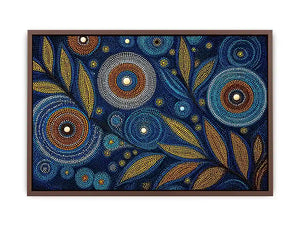 abstract blue gold dot painting, luxury botanical dot Canvas Print, modern geometric dot Canvas Print, blue gold textured abstract artwork