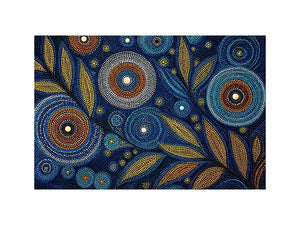 abstract blue gold dot painting, luxury botanical dot Canvas Print, modern geometric dot Canvas Print, blue gold textured abstract artwork