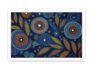 abstract blue gold dot painting, luxury botanical dot Canvas Print, modern geometric dot Canvas Print, blue gold textured abstract artwork