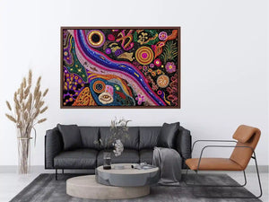 colorful abstract dot galaxy painting, vibrant cosmic dot Canvas Print, modern abstract colorful Canvas Print, galaxy inspired dot artwork