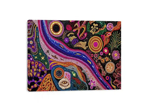 colorful abstract dot galaxy painting, vibrant cosmic dot Canvas Print, modern abstract colorful Canvas Print, galaxy inspired dot artwork