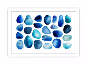 blue watercolor stones wall art, minimalist abstract blue shapes canvas, modern scandinavian watercolor artwork, neutral blue abstract wall decor