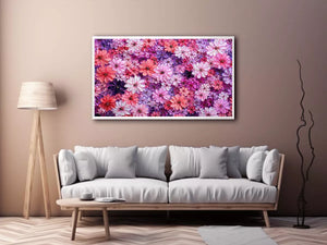 Abstract pink and purple floral blossoms textured painting pattern soft pastel flower Canvas Print