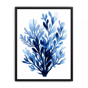 Blue watercolor botanical leaves abstract minimal Canvas Print elegant indigo plant illustration