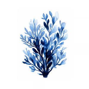 Blue watercolor botanical leaves abstract minimal Canvas Print elegant indigo plant illustration