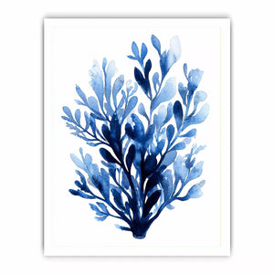 Blue watercolor botanical leaves abstract minimal Canvas Print elegant indigo plant illustration