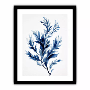 Indigo blue watercolor botanical leaves minimal Canvas Print elegant abstract plant illustration