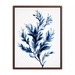 Indigo blue watercolor botanical leaves minimal Canvas Print elegant abstract plant illustration