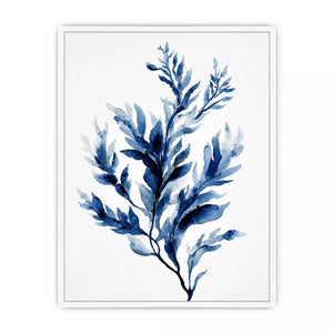 Indigo blue watercolor botanical leaves minimal Canvas Print elegant abstract plant illustration