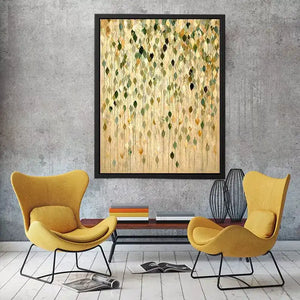 abstract leaf Canvas Print neutral tones, botanical drip painting modern canvas, sage green beige abstract artwork, minimalist nature wall decor