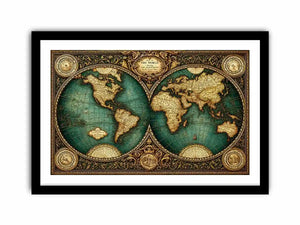 vintage world map Canvas Print, antique map canvas decor, classic atlas illustration artwork, old world map wall decor