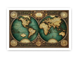 vintage world map Canvas Print, antique map canvas decor, classic atlas illustration artwork, old world map wall decor