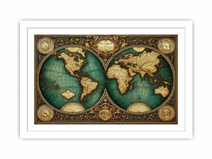 vintage world map Canvas Print, antique map canvas decor, classic atlas illustration artwork, old world map wall decor