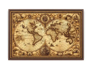 vintage antique world map canvas Canvas Print sepia old map detailed global decor