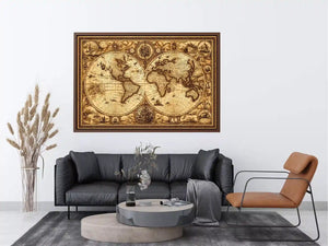 vintage antique world map canvas Canvas Print sepia old map detailed global decor