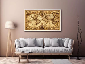 vintage antique world map canvas Canvas Print sepia old map detailed global decor
