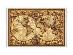 vintage antique world map canvas Canvas Print sepia old map detailed global decor