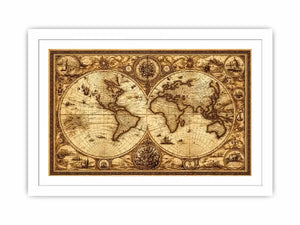 vintage antique world map canvas Canvas Print sepia old map detailed global decor