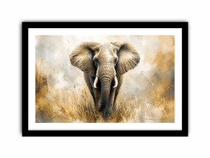 majestic elephant Canvas Print in golden savannah tones luxury wildlife canvas