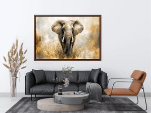 majestic elephant Canvas Print in golden savannah tones luxury wildlife canvas