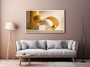 minimal gold geometric abstract Canvas Print luxury neutral modern canvas shapes