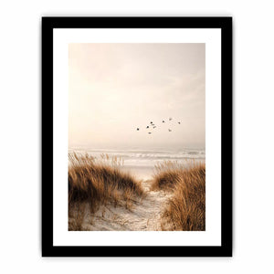 minimal coastal birds beach dunes neutral Canvas Print calm ocean canvas decor