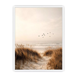 minimal coastal birds beach dunes neutral Canvas Print calm ocean canvas decor