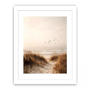 minimal coastal birds beach dunes neutral Canvas Print calm ocean canvas decor