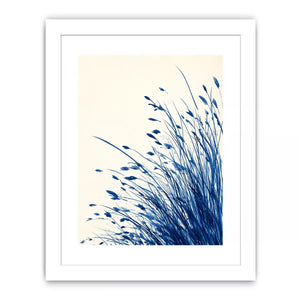minimal blue botanical watercolor grass Canvas Print modern neutral canvas