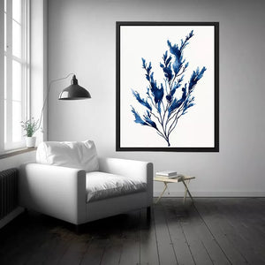 minimal blue botanical watercolor leaf modern neutral Canvas Print canvas