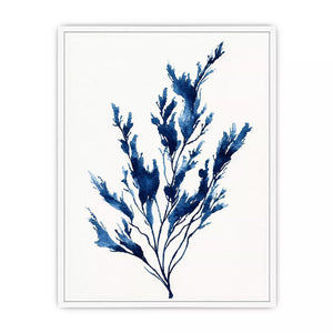 minimal blue botanical watercolor leaf modern neutral Canvas Print canvas